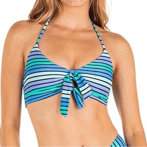 Hurley Bombay Stripe Knot Front Halter Bikini Top XL NWT